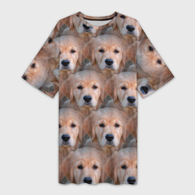 Платье-футболка 3D с принтом Маленькие щенята в Тюмени,  |  | Тематика изображения на принте: паттерн | песик | собака | собачка | щенок | щенята