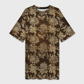 Платье-футболка 3D с принтом Ретро узоры  паттерн цветы в Тюмени,  |  | листья | паттерн | ретро | узоры | цветы