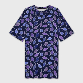 Платье-футболка 3D с принтом Фиолетовые листья. Мистика. в Тюмени,  |  | helloween | very peri | верипери | весна | контур | лист | листок | листопад | мистика | плоский стиль | природный | сиреневый | уютный | фиолетовый | фуксия | хаос | хаотический | хэллоуин | экология