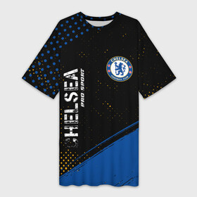 Платье-футболка 3D с принтом ЧЕЛСИ  Chelsea Pro Sport + Краска в Тюмени,  |  | chelsea | club | footbal | logo | pro sport | знак | клуб | краска | логотип | логотипы | символ | символы | форма | футбол | футбольная | футбольный | челси