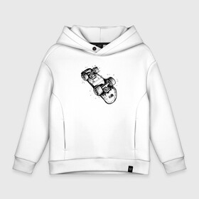 Детское худи Oversize хлопок с принтом Skateboard   Skull в Тюмени, френч-терри — 70% хлопок, 30% полиэстер. Мягкий теплый начес внутри —100% хлопок | боковые карманы, эластичные манжеты и нижняя кромка, капюшон на магнитной кнопке | extreme | skateboard | skull | sport | скейтборд | спорт | череп | экстрим