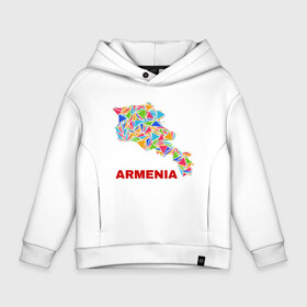 Детское худи Oversize хлопок с принтом Armenian Color в Тюмени, френч-терри — 70% хлопок, 30% полиэстер. Мягкий теплый начес внутри —100% хлопок | боковые карманы, эластичные манжеты и нижняя кромка, капюшон на магнитной кнопке | Тематика изображения на принте: armenia | армения | армяне | армянин | ереван | казказ | карта | ссср | страна | турист | флаг