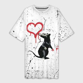 Платье-футболка 3D с принтом BANKSY  БЭНКСИ крыса в Тюмени,  |  | banksy | арт | бенкси | бэнкси | граффити | картина | краска | крыса | мышка | мышь | роберт | робин бэнкс | робин ганнингхем | сердечко | сердце | стрит арт | творчество | художник