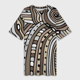 Платье-футболка 3D с принтом Абстрактный геометрический рисунок от руки. Волны, линии, полосы, круги. Векторная графика. в Тюмени,  |  | абстрактный | абстракционизм | абстракция | бежевый | вектор | волны | геометрический | дудл | женский | коричневый | кофейный цве | круги | линии | мужской | обводка | от руки | полосы | разноцветный