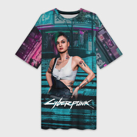 Платье-футболка 3D с принтом Киберпанк2077 Джуди в Тюмени,  |  | 2077 | cyberpunk | cyberpunk 2077 | judy | night city | vi | ви | джуди | жуди | кибер | киберпанк | найтсити | панк