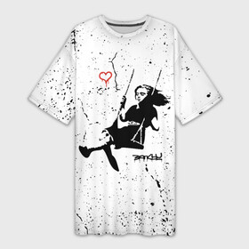 Платье-футболка 3D с принтом BANKSY  БЭНКСИ девочка качается на качелях в Тюмени,  |  | banksy | арт | бенкси | бэнкси | граффити | девочка | девушка | картина | качели | на качелях | роберт | робин бэнкс | робин ганнингхем | стрит арт | творчество | художник