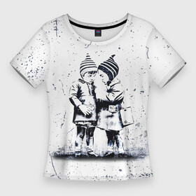 Женская футболка 3D Slim с принтом BANKSY БЭНКСИ дети в Тюмени,  |  | banksy | арт | бенкси | бэнкси | граффити | девочка | дети | картина | мальчик | роберт | робин бэнкс | робин ганнингхем | стрит арт | творчество | художник