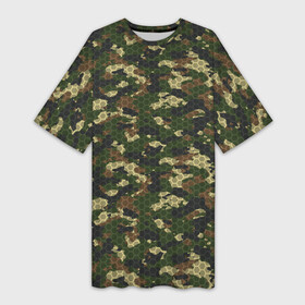 Платье-футболка 3D с принтом Камуфляж лесной с высокотехнологичной гексагональной сеткой в Тюмени,  |  | 23 февраля | camouflage | military | абстракц | армия | боец | военный камуфляж | воин | война | геометрия | день защитника отечества | камуфляж | маскировка | масхалат | математика | милитари | охота | охрана