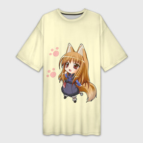 Платье-футболка 3D с принтом Малютка Холо в Тюмени,  |  | anime | okami to koshinryo | аниме | анимэ | волчица и пряности