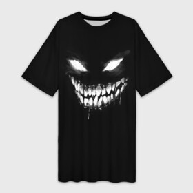 Платье-футболка 3D с принтом Неоновое лицо монстра в Тюмени,  |  | dead | demon | devil | face | ghoul | inside | monster | true | zxc | внутри | гуль | дед | демон | дьявол | инсайд | лицо | мертвый | монстр | монстра | неон | неоновое | чудовище