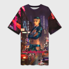 Платье-футболка 3D с принтом Vi Cyberpunk2077 в Тюмени,  |  | 2077 | cyberpunk | cyberpunk 2077 | judy | night city | vi | ви | джуди | жуди | кибер | киберпанк | найтсити | панк