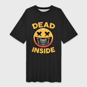Платье-футболка 3D с принтом Дед Инсайд Смайл в Тюмени,  |  | dead | face | ghoul | inside | monster | skull | smile | true | zxc | внутри | гуль | дед | инсайд | лицо | мертвый | монстр | смайл | улыбка | череп | чудовище