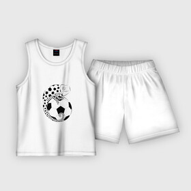 Детская пижама с шортами хлопок с принтом Футбол  Хамелеон в Тюмени,  |  | Тематика изображения на принте: football | soccer | sport | животные | мяч | спорт | футбол | футболист | хамелеон