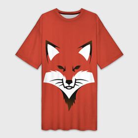 Платье-футболка 3D с принтом Рыжая серьезная лиса в Тюмени,  |  | Тематика изображения на принте: cute | fox | foxy | ginger | orange | what does the fox say | зверек | зверь | лис | лиса | лисица | лисичка | милашка | милота | рыжая | рыжик | рыжуля | фыр фыр
