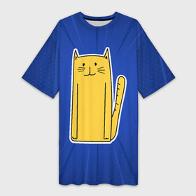 Платье-футболка 3D с принтом Длинный желтый кот в Тюмени,  |  | желтый кот | кот | котенок | котик | кошка