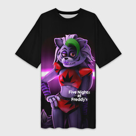 Платье-футболка 3D с принтом Five Nights at Freddy s: Security Breach Волчица Роксанна (Roxanne Wolf) в Тюмени,  |  | 5 ночей с фредди | five nights at freddys | roxanne | security breach | wolf | аниматроники | волк | волчица | игра | компьютерная игра | роксанна | фредди