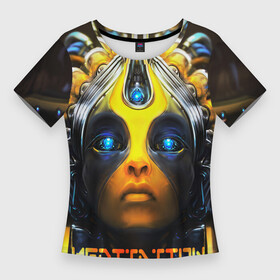 Женская футболка 3D Slim с принтом meditation 2022 в Тюмени,  |  | alien | handeyework | meditation | ufo | арт | био робот | будущее | веган | глаза | детские | дух | душа | лицо | медитация | нло | пришелец | робот | с надписью | с роботом | с текстом | уфо | фентази | энергия