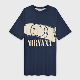 Платье-футболка 3D с принтом NIRVANA (Рок Группа) в Тюмени,  |  | anarchy | courtney love | kurt cobain | music | nirvana | punks not dead | rock music | анархия | гаражный рок | гитара | гранж | кортни лав | курт кобейн | металл | нирвана | панк рок | рок музыка | рок н ролл | рокер | трэш метал