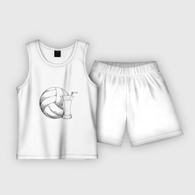 Детская пижама с шортами хлопок с принтом Volleyball Juice в Тюмени,  |  | game | sport | volley | volleyball | волейбол | волейболист | волейболистка | игра | мяч | спорт | спортсмен | тренер