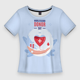 Женская футболка 3D Slim с принтом Помощь. в Тюмени,  |  | благотворительность | донор | крест | кровь | круг | надпись | помощь | рука | сердце