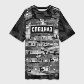 Платье-футболка 3D с принтом Бронежилет  спецназ России в Тюмени,  |  | army | body armor | camouflage | chevron | emblem | military | russian flag | soldier | special forces | troops | армия | бронежилет | военный | войска | камуфляж | солдатский | спецназ | флаг россии | шеврон | эмблема