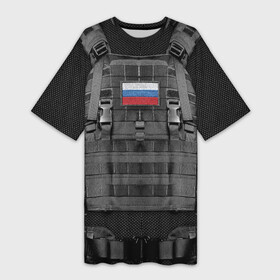 Платье-футболка 3D с принтом Бронежилет армии России. в Тюмени,  |  | black | body armor | camouflage | chevron | grid | patriotism | russian army | russian flag | soldier | армия россии | бронежилет | камуфляж | патриотизм | сетка | солдатский | флаг россии | черный | шеврон