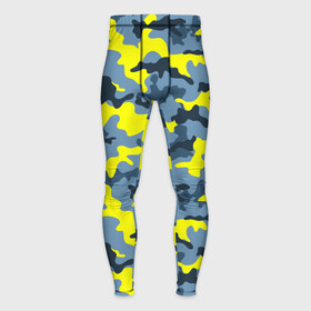 Мужские тайтсы 3D с принтом Камуфляж Жёлто Голубой в Тюмени,  |  | blue | camo | camouflage | yellow | жёлтый | камуфляж