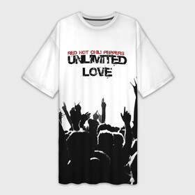 Платье-футболка 3D с принтом Red Hot Chili Peppers  Unlimited Love в Тюмени,  |  | red hot chili peppers | весна | зима | лето | музыка | осень | ред | рок | с надписью | с текстом | хот | чили