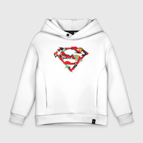 Детское худи Oversize хлопок с принтом Logo Superman в Тюмени, френч-терри — 70% хлопок, 30% полиэстер. Мягкий теплый начес внутри —100% хлопок | боковые карманы, эластичные манжеты и нижняя кромка, капюшон на магнитной кнопке | dc | буква | герой | знак | кларк кент | комиксы | логотип | персонаж | супермен