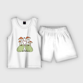 Детская пижама с шортами хлопок с принтом ЛЯГУШКИ ЖАБЫ в Тюмени,  |  | animal | fly agaric | frog | toad | жаба | животное | лягушка | мухомор