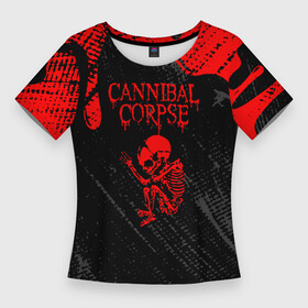 Женская футболка 3D Slim с принтом cannibal corpse потеки крови в Тюмени,  |  | cannibal corpse | death metal | metal | metal blade records | mutilated | металл рок | рок | труп каннибала