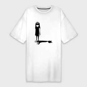 Платье-футболка хлопок с принтом emily the strange в Тюмени,  |  | cat | emily the strange | rob reger | кошка | робом регером | скейтборд | странная эмили