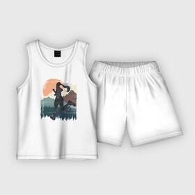 Детская пижама с шортами хлопок с принтом Горная Бегунья в Тюмени,  |  | бег | беги | горы | девочка | девушка | женщина | здоровье | йога | лес | ориентирование | спорт | фитнес | хайкинг | ходьба