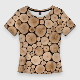Женская футболка 3D Slim с принтом Спил дерева в Тюмени,  |  | в детскую | в комнату | дерево | деревья | деревянный | на кровать | на стол | патерн | песочный цвет | по  дерево | рельеф | структура дерева | текстура