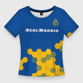 Женская футболка 3D Slim с принтом РЕАЛ МАДРИД  Real Madrid  Графика в Тюмени,  |  | football | logo | madrid | real | real madrid | realmadrid | sport | клуб | лого | логотип | логотипы | мадрид | реал | реалмадрид | символ | символы | соты | спорт | форма | футбол | футбольная