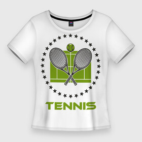 Женская футболка 3D Slim с принтом TENNIS (Теннис) в Тюмени,  |  | atp | itf | tennis | wta | игра | кубок дэвиса | кубок кремля | кубок уайтмен | кубок федерации | кубок хопмана | ракетка | соревнования | спорт | теннис | теннисный клуб | теннисный мяч