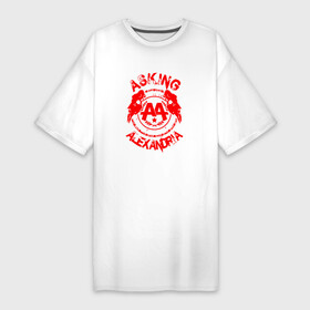 Платье-футболка хлопок с принтом asking alexandria красный лого в Тюмени,  |  | alexandria | asking | asking alexandria | ben bruce | danny worsnop | metal | metalcore | rock | sam bettley | sumerian | sumerian records | рок
