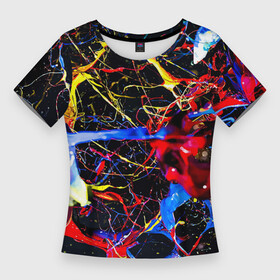 Женская футболка 3D Slim с принтом Импрессионизм  Vanguard neon pattern в Тюмени,  |  | color | fashion | imressionism | neon | paint | pattern | vanguard | авангард | импрессионизм | краска | мода | неон | узор | цвет