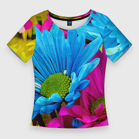 Женская футболка 3D Slim с принтом Ромашки  Pattern в Тюмени,  |  | chamomile | color | flower | petal | лепесток | ромашка | цвет | цветок