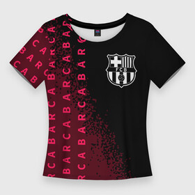 Женская футболка 3D Slim с принтом БАРСА + Арт в Тюмени,  |  | barca | barcelona | barsa | barselona | fcb | logo | messi | барса | барселона | знак | клуб | краска | лого | логотип | логотипы | месси | паттерн | символ | символы | спрей | футбол | футбольная | футбольный