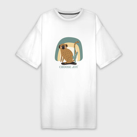 Платье-футболка хлопок с принтом ЗАБАВНАЯ ОБЕЗЬЯНКА в Тюмени,  |  | choose joy | аниме | выбери радость | животное | милый | обезьяна | обезьяна ди луффи | смешно | шимпанзе | эстетичный