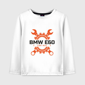 Детский лонгслив хлопок с принтом BMW E60 в Тюмени, 100% хлопок | круглый вырез горловины, полуприлегающий силуэт, длина до линии бедер | auto | bmw | car | driver | авто | автомобиль | бмв | водитель | дорога | машина | скорость