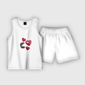 Детская пижама с шортами хлопок с принтом Red Hearts в Тюмени,  |  | hearts | love | magnetic | red | любовь | магнит | сердце