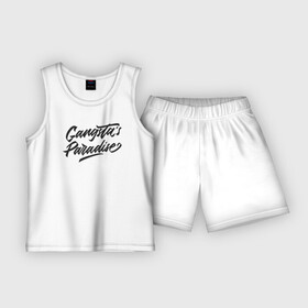 Детская пижама с шортами хлопок с принтом Gangsta s paradise в Тюмени,  |  | gangsta | gangstas | paradise | гангста | гангстер | гангстерский | генгста | рай