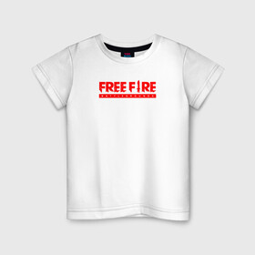 Детская футболка хлопок с принтом Garena Free Fire Гарена в Тюмени, 100% хлопок | круглый вырез горловины, полуприлегающий силуэт, длина до линии бедер | free fire | free fire battlegrounds | garena | garena free fire | гарена | игра | фри фаер | шутер