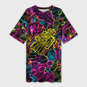 Платье-футболка 3D с принтом Cyber space pattern  Fashion 3022 в Тюмени,  |  | cyber | fashion | neon | pattern | robot | spase | vanguard | авангард | мода | неон | паттерн | пространство | робот | узор