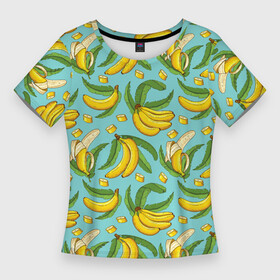 Женская футболка 3D Slim с принтом Banana pattern  Summer  Fashion 2022 в Тюмени,  |  | banana | fashion | pattern | summer | банан | лето | мода | узор