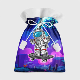 Подарочный 3D мешок с принтом Космонавт - скейтер в Тюмени, 100% полиэстер | Размер: 29*39 см | астронавт | космонавт | космос | скейт | скейтер