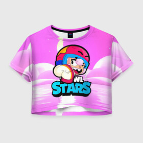 Женская футболка Crop-top 3D с принтом Иконка brawlstars Бонни Bonny в Тюмени, 100% полиэстер | круглая горловина, длина футболки до линии талии, рукава с отворотами | boni | bonnie | brawl | brawl stars | brawlstars | brawl_stars | бони | бонни | бравлстарс