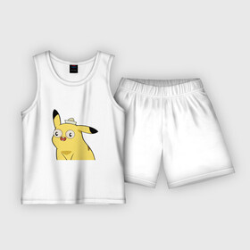 Детская пижама с шортами хлопок с принтом Crazy Pika Captain в Тюмени,  |  | crazy | pika | pikachu | pokemon | бешеный | пика | пикачу | пикачю | покемон | поки | сумасшедший